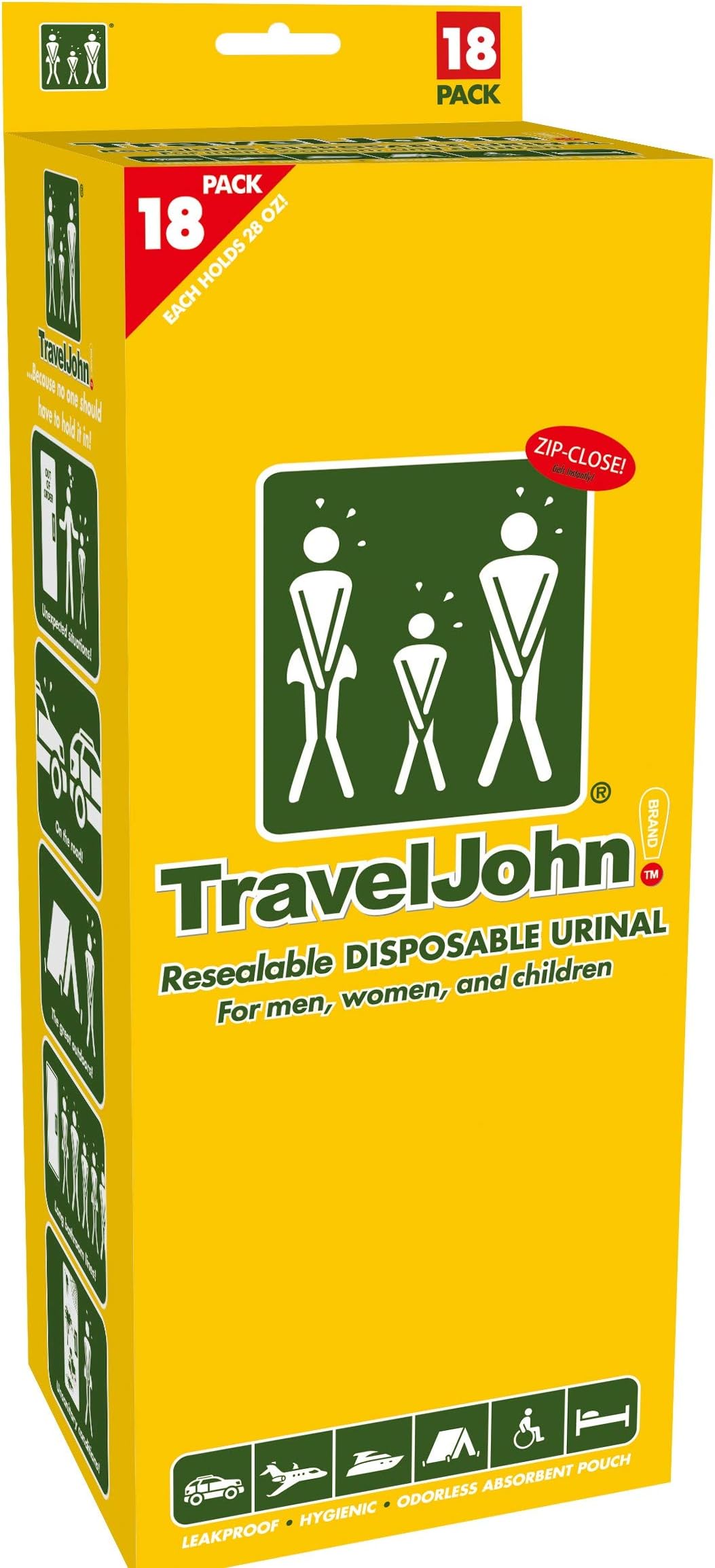 TravelJohn-Disposable Urinal (6 Pack) (.18 Disposable Bags)