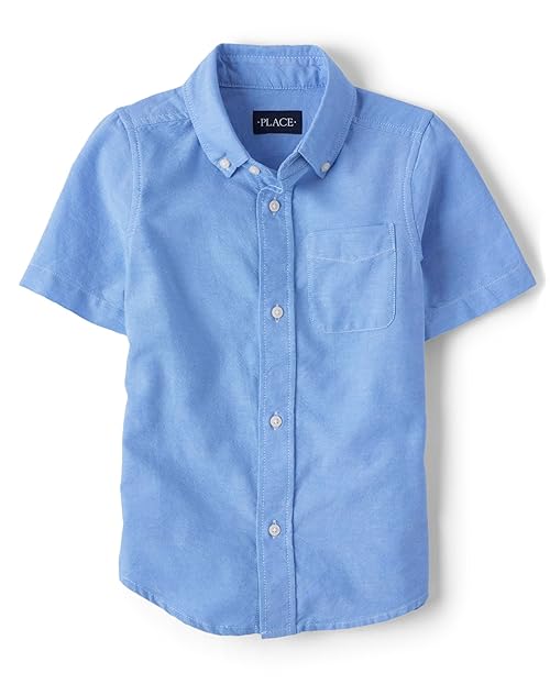 The Children's Place,boys,Short Sleeve Oxford Shirt,Lt Blue,Medium