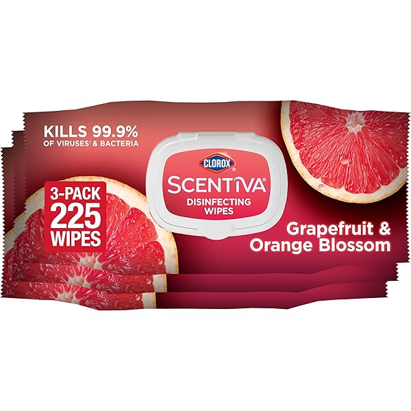 CLOROX SCENTIVA DISINFECTING WIPES, GRAPEFRUIT AND ORANGE BLOSSOM, 75 CT., PACK OF 3 (PACK MAY VARY)