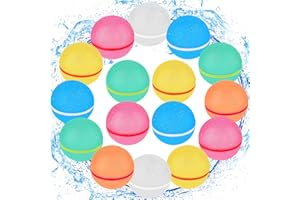 Reusable Water Balloons, Hamsoo Refillable Water Balls Pool Toys for Kids 4-8, Magnetic Silicone Self-Sealing Quick Fill Splash Balls for Kids Ages 8-12, Outdoor Activities Ages 3-5 - 16 PCS