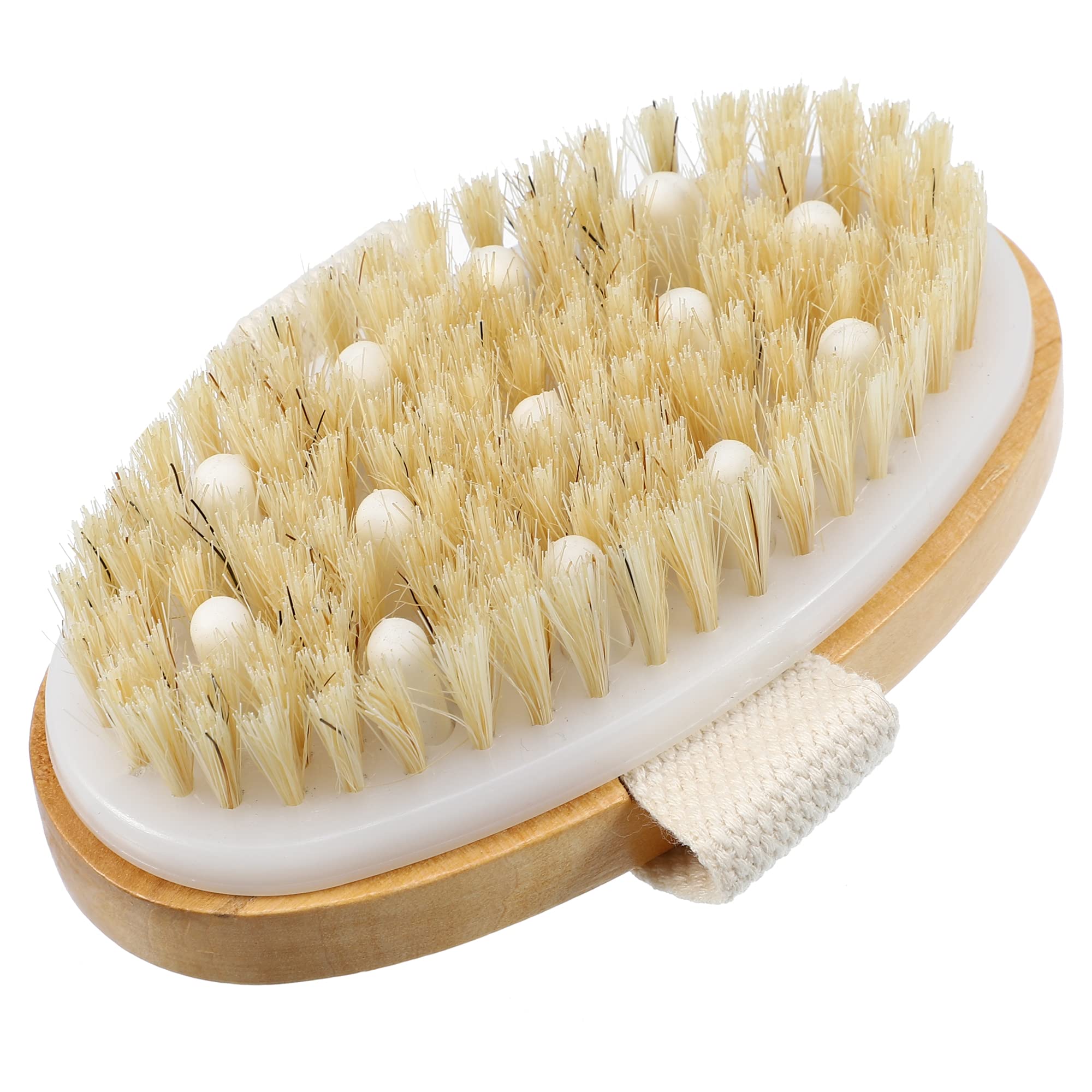 VOCOSTE 1 Pcs Bath Brush, Back Scrubber Wood for Wet or Dry Brushing for Shower, Brown, 4.9 Inches