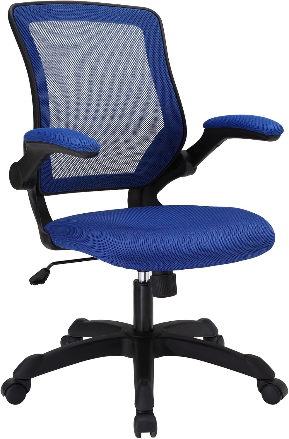 Modway Veer Office Chair with Mesh Back and Vinyl Seat With Flip-Up Arms in Blue