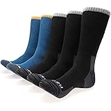 MIRMARU Men’s 5 Pairs Hiking Outdoor Trail Running Trekking Moisture Control Terry Full-Cushioned Crew Socks