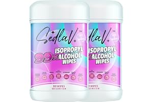 SEDLAV 99% Isopropyl Alcohol Wipes Rubbing Alcohol 99 Percent Wipes Alcohol Wipes for Tech Use (80 Count Pack of 2)