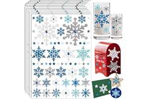 BESTUS Snowflake Stickers Large 3D Real Glitter Christmas Stickers for Envelopes Snowflake Stickers for Crafts with Diamonds Gems, Christmas Card Stickers for Envelopes Transparent White Silver Snowflakes