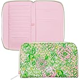 Lilly Pulitzer Leatherette Travel Wallet for Women, Passport Holder with ID Window, Card Slots and Interior Pockets, Lime Feeling Good