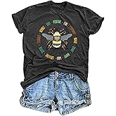 Bee T-Shirt for Women: Cute Bee Graphic Shirts Be Kind T Shirt Funny Inspirational Casual Tees Tops