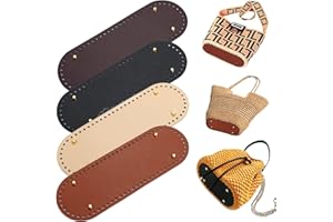 4 Pcs PU Leather Bag Bottom Shaper with Holes for DIY Bag Crochet, Atarvana Oval Bag Bottom Shaper Pads 12x4 Inch for DIY Purse Shoulder Bag Handbag Making Supplies (4 Pcs)