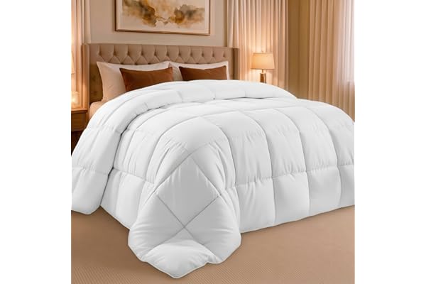 Utopia Bedding Queen Comforter Duvet Insert, Quilted White Comforter with Corner Tabs, Box Stitched Down Alternative Comforte