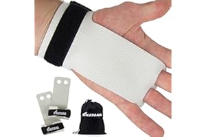 KAYANA 2 Hole Leather Gymnastics Hand Grips - Palm Protection and Wrist Support for Cross Training, Kettlebells, Pull ups, We