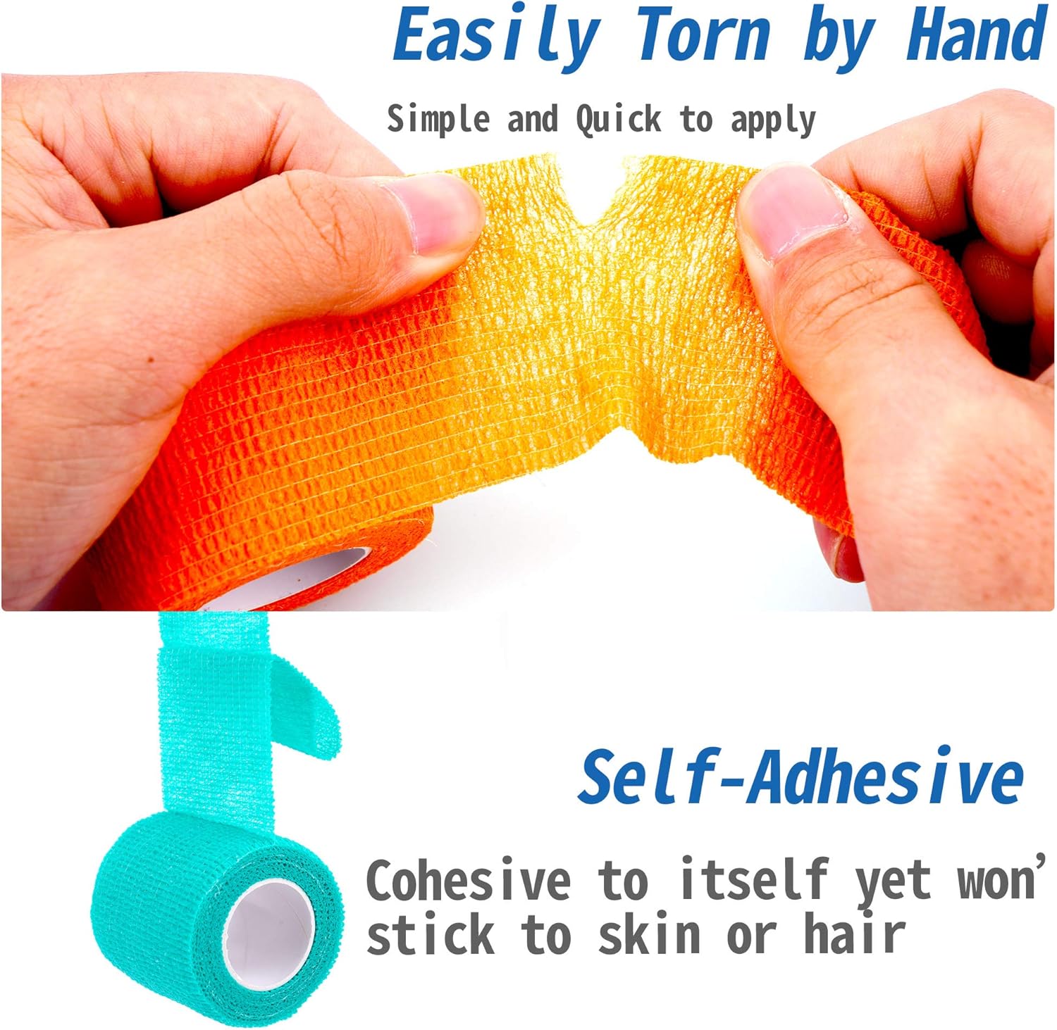 18 Pack Self Adherent Cohesive Wrap Bandages 2 Inches X 5 Yards,Self Adhesive Bandage,First Aid Tape,Elastic Self Adhesive Tape,Athletic,Sports wrap Tape,Bandages Wrap for Sports,Wrist,Ankle,18colors: Health & Personal Care