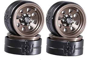 DJCRAWLER 1.3 Beadlock Wheel 8-Spoke Retro Wheels Beadlock Deep Dish 1.3" Wheels for 1/18 TRX4M Axial SCX24 Gladiator Deadbolt Bronco F-150 C10 JLU CR-18P EVO Upgrade Parts (Bronze)