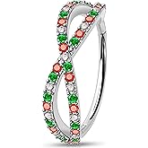 Melighting 20G Double Nose Ring Hoop, Christmas Element Hinged Segment Earring, 316L Surgical Steel Helix Cartilage Conch Lobe Ring, Colorful CZ Body Piercing Jewelry for Women 6/8 mm