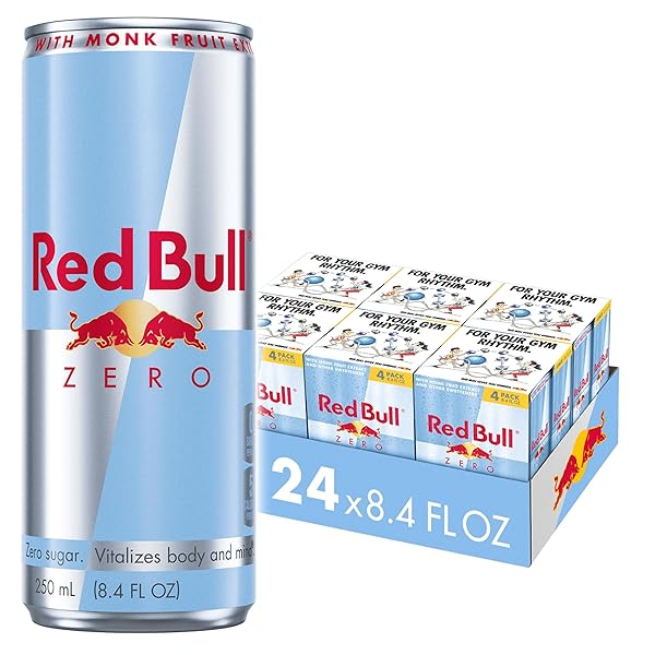 RED BULL ZERO ENERGY DRINK, 8.4 FL. OZ., WITH 80MG CAFFEINE, TAURINE & B VITAMINS, 6 PACKS OF 4 CANS, PACK OF 24