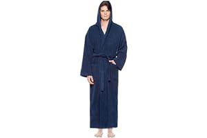 Arus Men's Hooded Classic Bathrobe Turkish Cotton Robe with Full Length Options