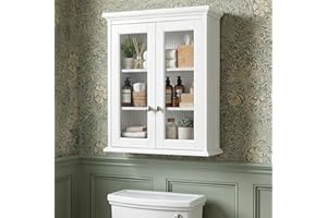 MXARLTR Wall Mounted Bathroom Cabinet with Fluted Glass Doors, Medicine Cabinet with Soft-Close Hinges, Space Saving Wall Org