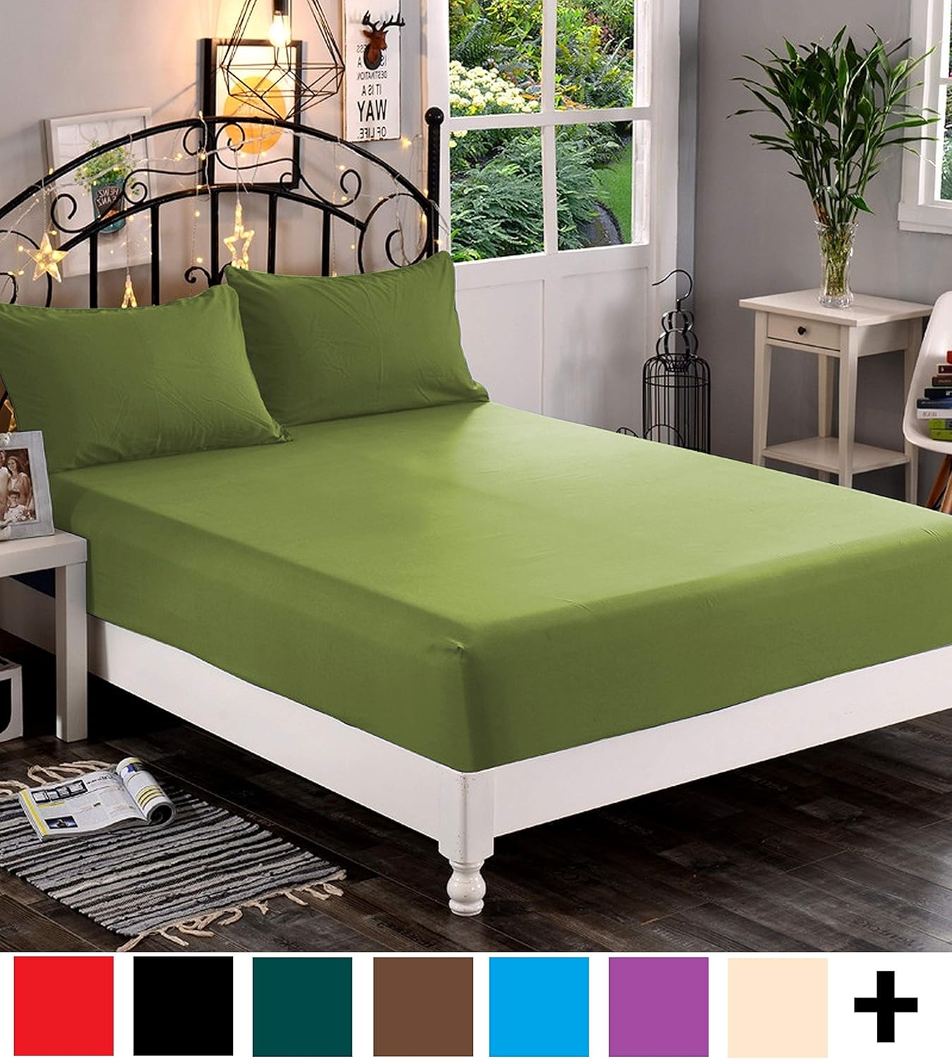 Premium Hotel Quality 1-Piece Fitted Sheet, Luxury & Softest 1500 Thread Count Egyptian Quality Bedding Fitted Sheet Deep Pocket up to 16inch, Wrinkle and Fade Resistant: Home & Kitchen