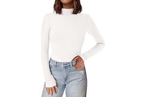 PRETTYGARDEN Women's Turtleneck Long Sleeve Shirts 2025 Fall Basic Tees Ribbed Fitted Tops Thermal Layering Knit Top Clothes