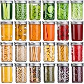 SKOCHE Mason Jars 8 oz, Small Canning Jars 24-Pack 8 Ounce Glass Jars with Lid, Half Pint Mason Jars Ideal for Jelly, Honey, Jam, Wedding, Shower Favors-Includes 24 White Labels