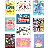 Tiny Expressions - 10 Kids Birthday Cards with Inside Messages and Envelopes