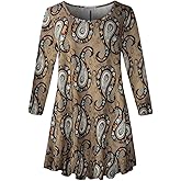 LARACE 3/4 Sleeve Shirts for Women Plus Size Tunic Dressy Top Loose Fit Flare T-Shirt