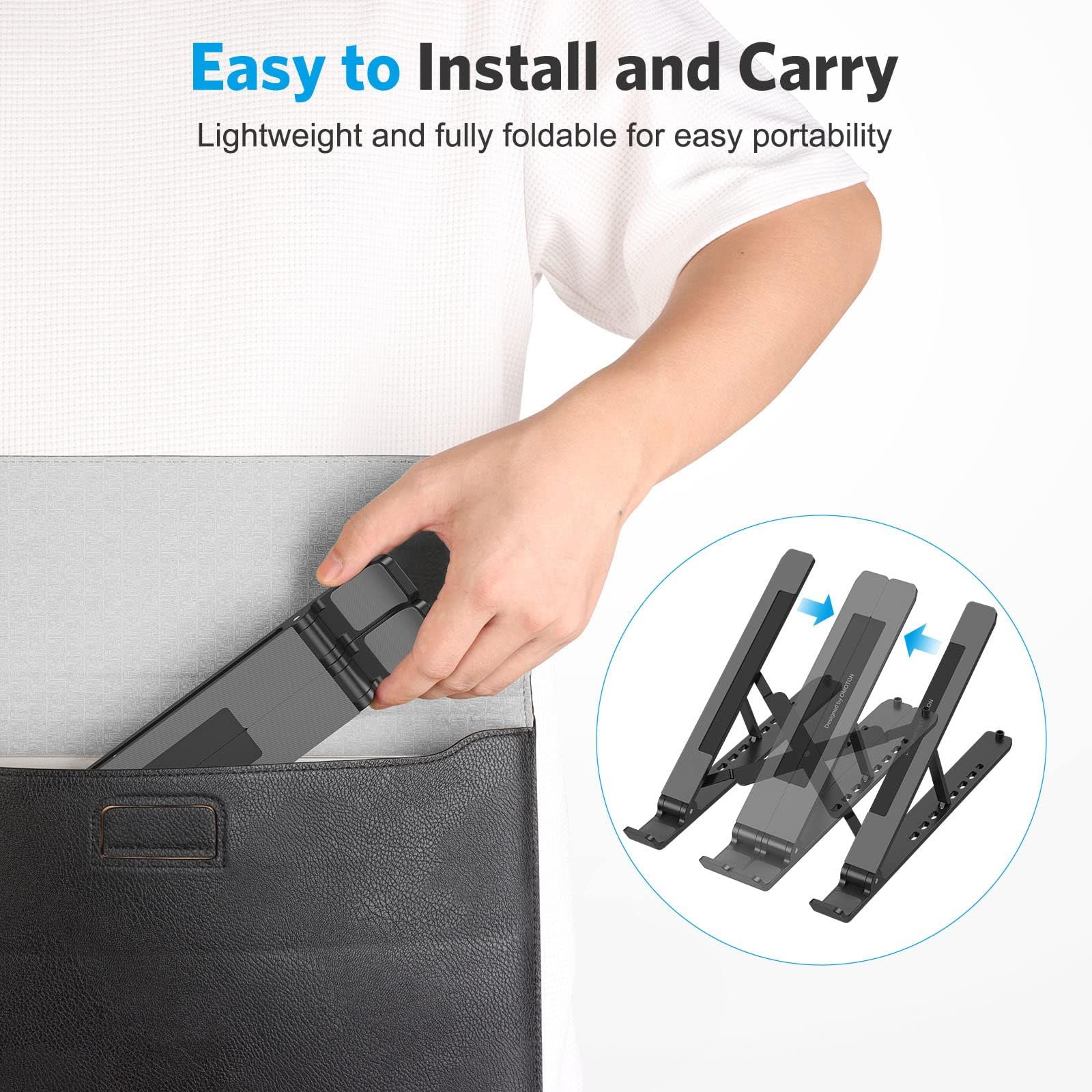 Portable Laptop Stand, OMOTON Laptop Stand for Desk Ergonomic 7-Levels Angles Adjustable Computer Stand, ABS Laptop Riser Holder Compatible with All Laptops and iPad(10-15.6") - Image 5