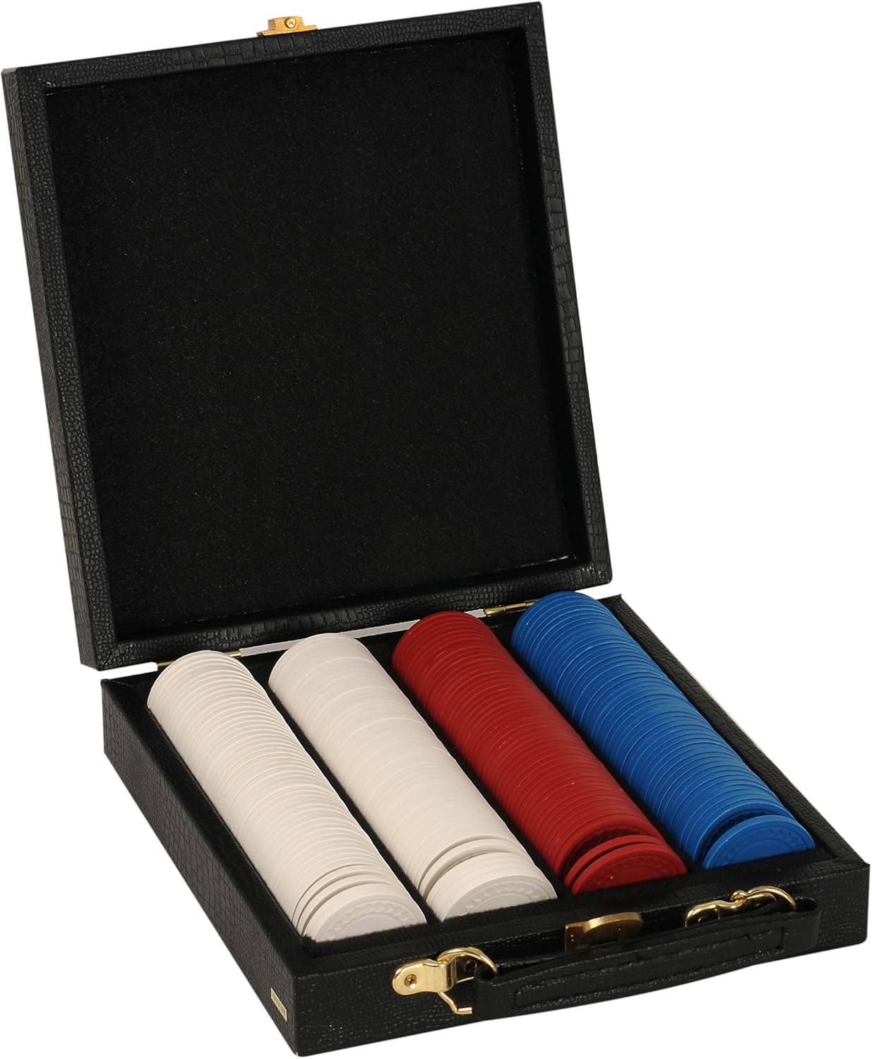 200 Poker Chips in Black Textured Vinyl Carrying Case