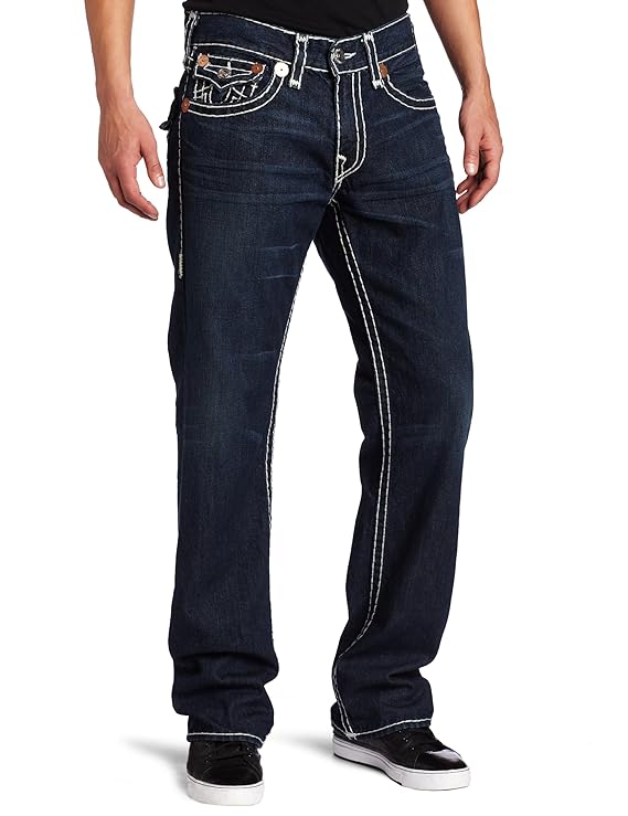 Buy True Religion Men's Ricky Super T Straight Leg Classic Fit Jean in Retribution, Retribution 