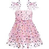 IBTOM CASTLE Toddler Baby Girl Birthday Dress Floral Sequin Tulle Tutu Dresses for Pageant Party Cake Smash Photoshoot