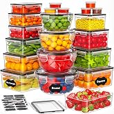 42 PCS Food Storage Containers with Lids Reusable (21 Containers &amp; 21 Lids) | Plastic Food Containers for Kitchen Storage and Organization BPA-Free Leakproof Meal Prep Container with Labels &amp; Pen