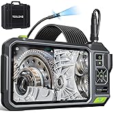 Triple Lens Borescope with 7" IPS Screen, Teslong 1080P HD Industrial Endoscope Inspection Camera with Light, 16.5FT Flexible Automotive Mechanic Scope Tool, Waterproof Pipe Snake Camera in Wall Cam