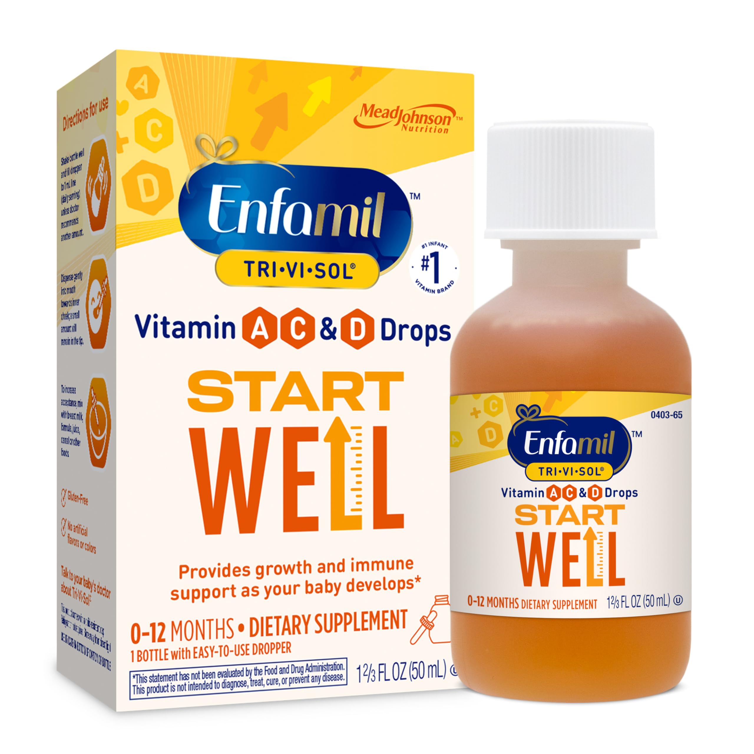 Enfamil Tri-Vi-Sol Infant Multivitamin Drops, Supports Growth & Immune Health for Babies, 50mL Bottle​