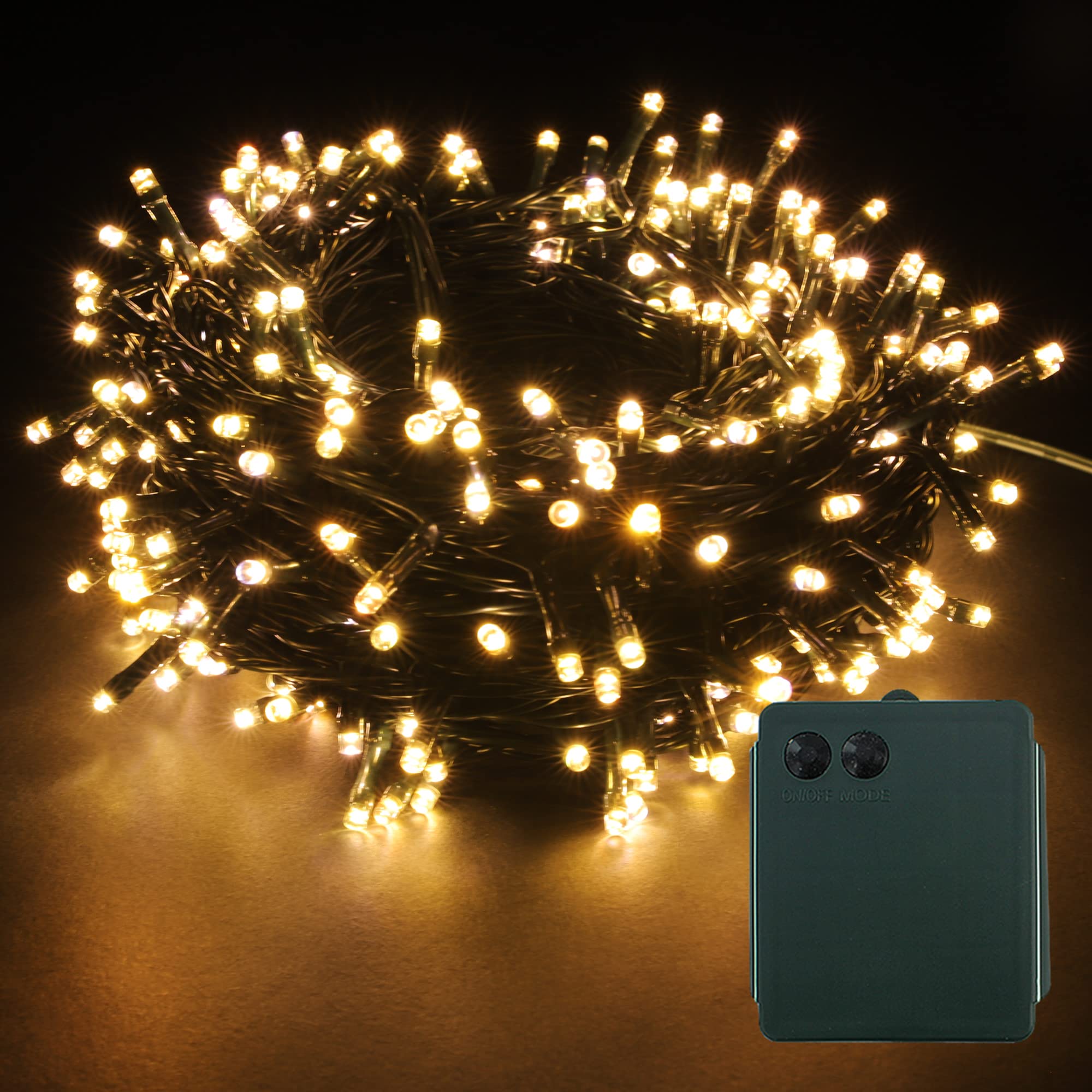 YOSION LED Battery Power Operated Dark Green Cable String Fairy Lights Christmas Xmas Garden Party Wedding Decoration (Warm White, 500 LEDs)