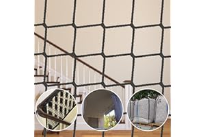 LAKNUAL Kids Pets Safety Rope Netting, Black Stairs Balcony Railing Protecting Net, Climbing Cargo Net for Playground, Treehouse, Sport (3.39.8ft)