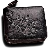 skneephate Zipper Wallet For Men,Men's Leather Wallets With Coin Pocket,Extra Capacity,RFID Blocking,Gifts for Him Husband (coffee)