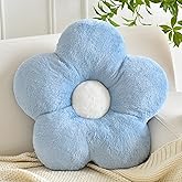 ZCNYCLAM Flower Pillows, Soft Flower Shaped Pillow with Home Decorative for Couch Chair Bed,Flower Floor Throw Pillows for Adults Bedroom Living Room (Grey Blue, 15 Inches)