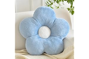 ZCNYCLAM Flower Pillows, Soft Flower Shaped Pillow with Home Decorative for Couch Chair Bed,Flower Floor Throw Pillows for Adults Bedroom Living Room (Grey Blue, 15 Inches)