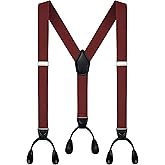 Moulen Men's Y-Back 1.4 Inches Wide Button End Elastic Adjustable Suspenders
