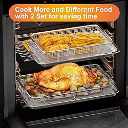 Air Fryer Basket for Oven, 2 Set Air Fryer Pan and