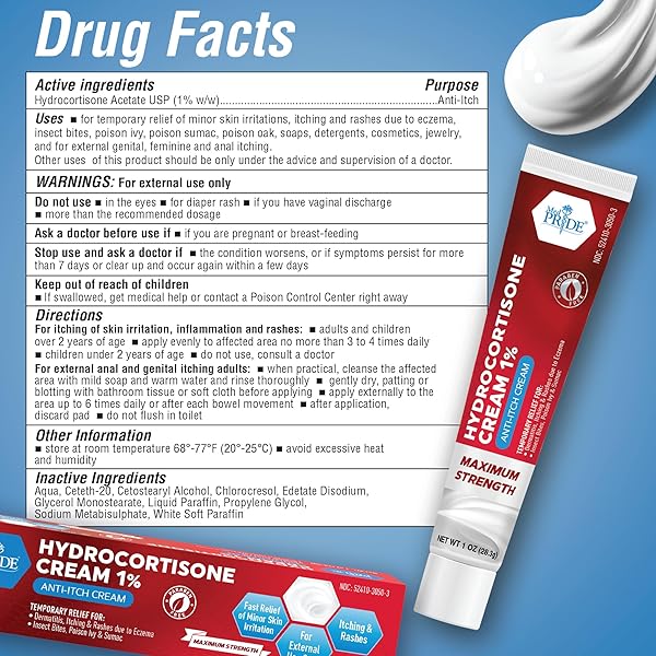 MED PRIDE HYDROCORTISONE 1 OZ TUBE CREAM, 1% FOR HEMORRHOIDS, HEMORRHOID HYDROCORTISONE CREAM, ANTI-ITCH OINTMENT FOR ITCHING, SWELLING, RASH, DERMATITIS, BUG BITES