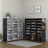 HOMIDEC 7 Tier Plastic Shoe Rack Cabinet with Doors Black 42 Pair view 3