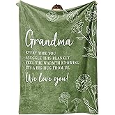 Grandma Gifts, Birthday Valentines Day Gifts for Grandma from Grandkids, to My Grandmother Soft Throw Blanket 50" x 60", Grass Green