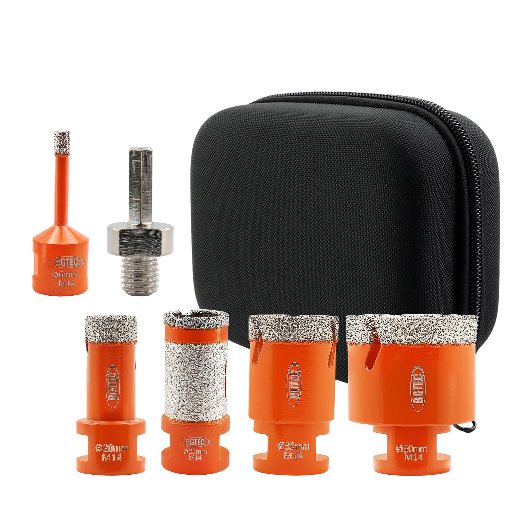 BGTEC Diamond Core Drill Bit Set - 6/20/35/50mm M14 Diamond Hole Saw Kit & 25mm Finger Bit for Tile Porcelain Stoneware Ceramic Marble Granite Drilling,Suitable For Angle Grinders — image 1