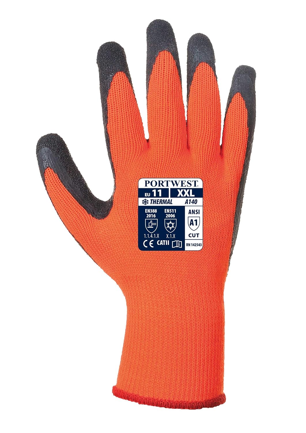 Portwest Men Thermal Grip Glove, Orange, L - Image 3