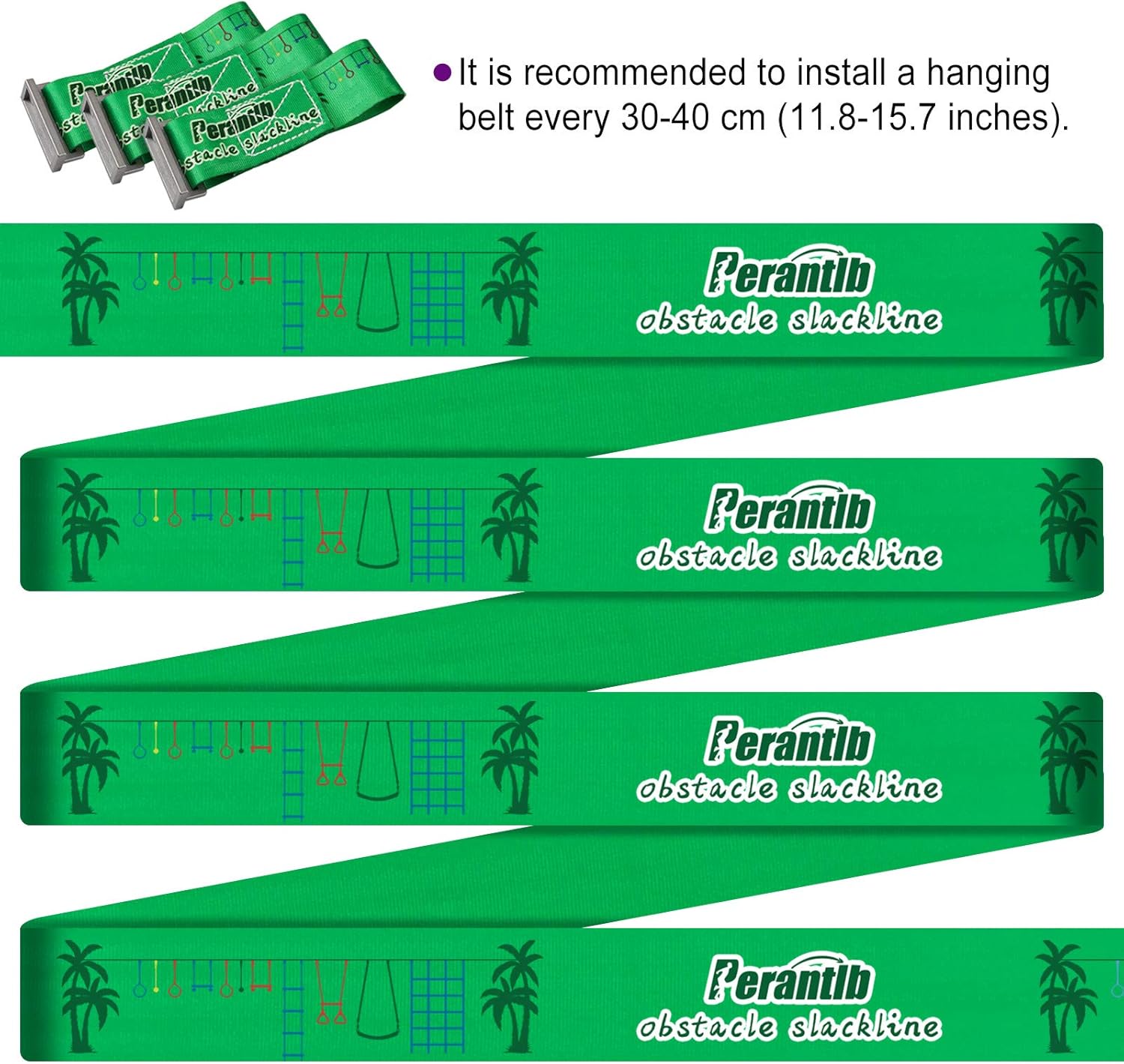 Ninja Warrior Obstacle Course for Kids - Ninja Slackline 52' with 11 Accessories for Kids, Includes Swing, Obstacle Net ,rope ladder,Slackline Gymnastic Bar, Become a Ninja Warrior - Ninja Line: Toys & Games