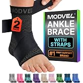 Modvel Foot &amp; Ankle Brace Socks with Adjustable Support Strap &ndash; Compression Sleeve for Sprained Ankle, Plantar Fasciitis Relief Tendonitis &amp; Arthritis, Stabilizing Foot &amp; Ankle Support for Women &amp; Men