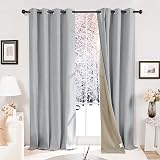 Deconovo Faux Linen Blackout Curtains Eyelet 2 Panels 46x54 Blue Grey Pair