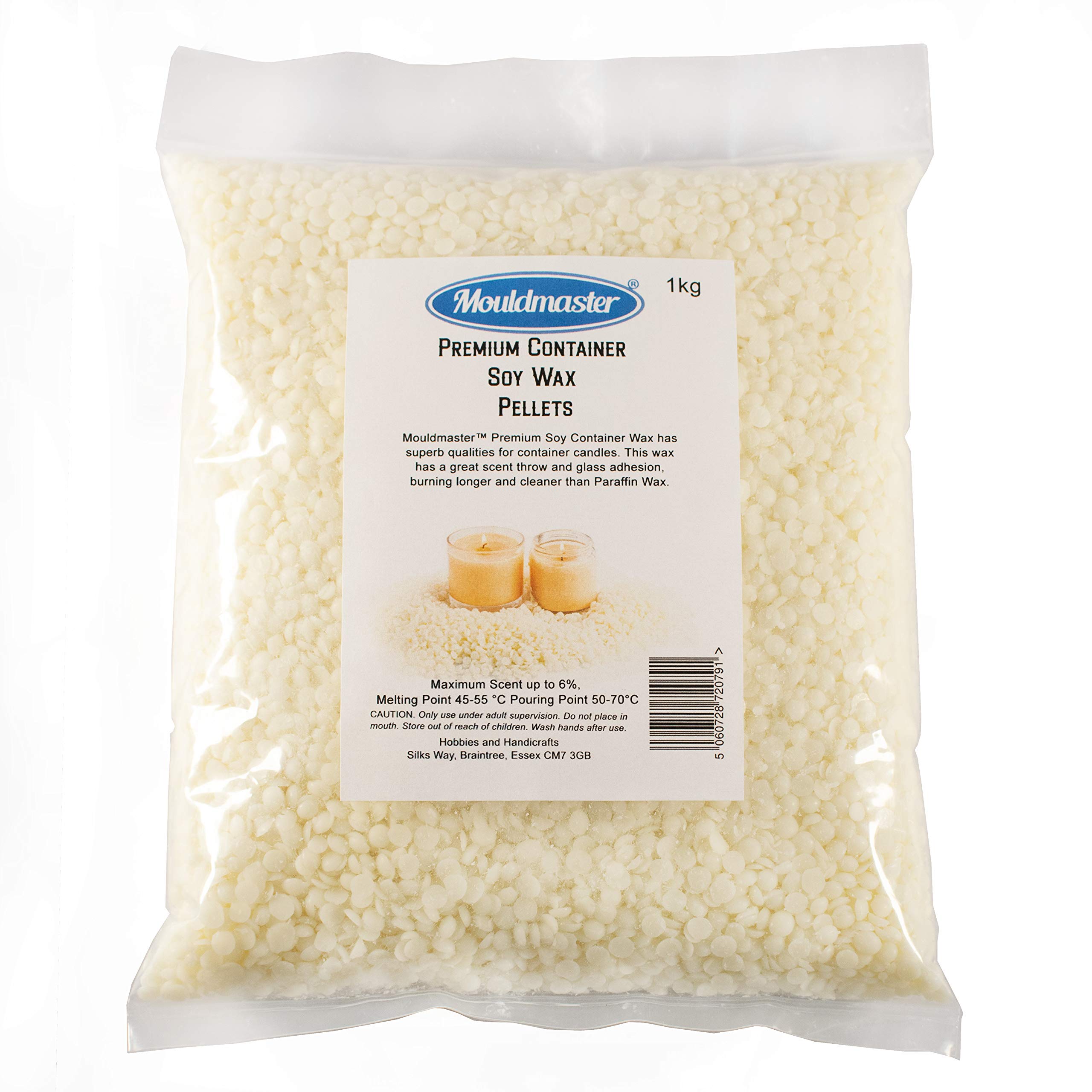 Mouldmaster Premium Container Soy Wax Pellets 1 KG, White/Cream, 1Kg
