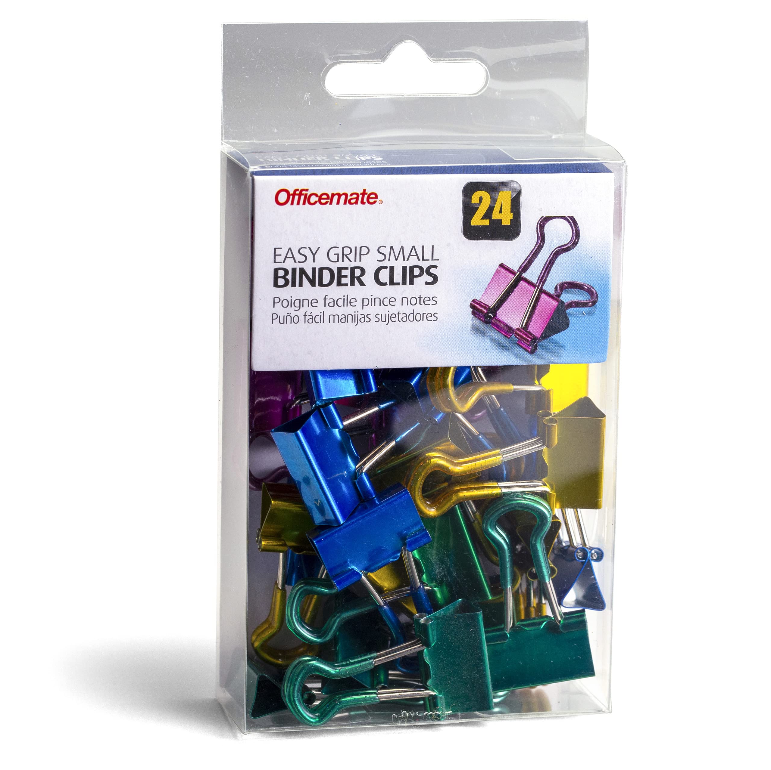 Officemate Easy Grip Binder Clips, Metallic, Small, Pack of 24