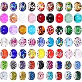 Victlov 100 Assorted European Craft Glass Beads - Large Hole Mixed Color Crystal Spacer Beads for DIY Charms Jewelry Making